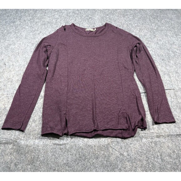 Nation LTD Womens Purple Crew Long Sleeve Pullover Cropped Shirt Top Sz M - Picture 1 of 9